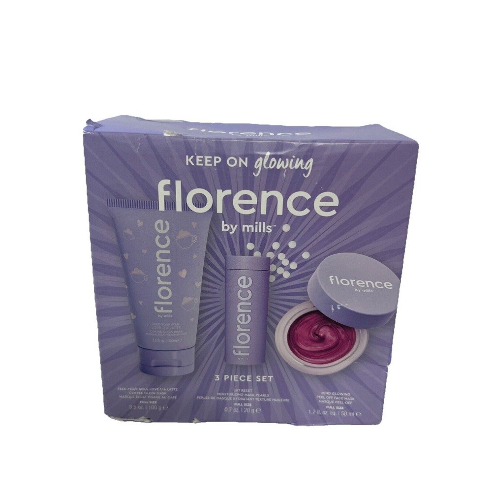 Florence By Mills Keep On Glowing 3 Piece Gift Set NIB‎ Flow Mask Set